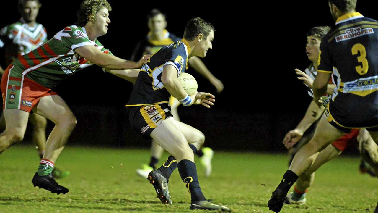 DANGER MAN: Jarrod Lee on the attack for Highfields against Pittsworth in the Hutchinson Builders TRL Premiership. Picture: Kevin Farmer