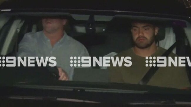 ****MUST CREDIT 9 NEWS*****A screengrab from 9 News of Manly's Dylan Walker being picked up by coach Des Hasler at Manly Police station after being charged ov a domestic violence assault****MUST CREDIT 9 NEWS*****