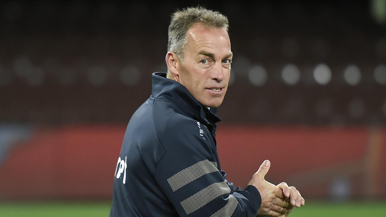 SYDNEY, AUSTRALIA - MAY 29: Hawks coach Alastair Clarkson looks on during the round 11 AFL match between the Gold Coast Suns and the Hawthorn Hawks at Sydney Cricket Ground on May 29, 2021 in Sydney, Australia. (Photo by Albert Perez/AFL Photos/via Getty Images)