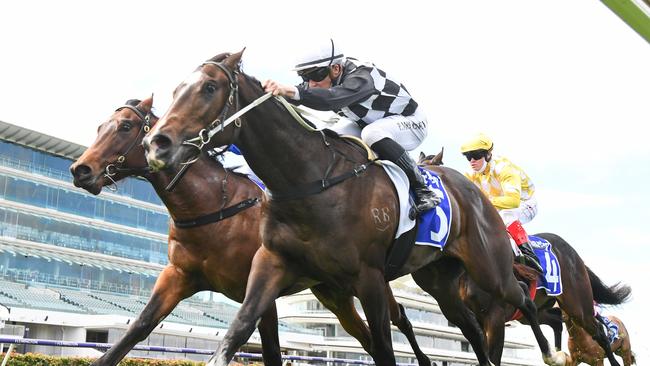 Cavalla ridden by Patrick Moloney wins the Darley Spring Preview at Flemington. Picture: Racing Photos