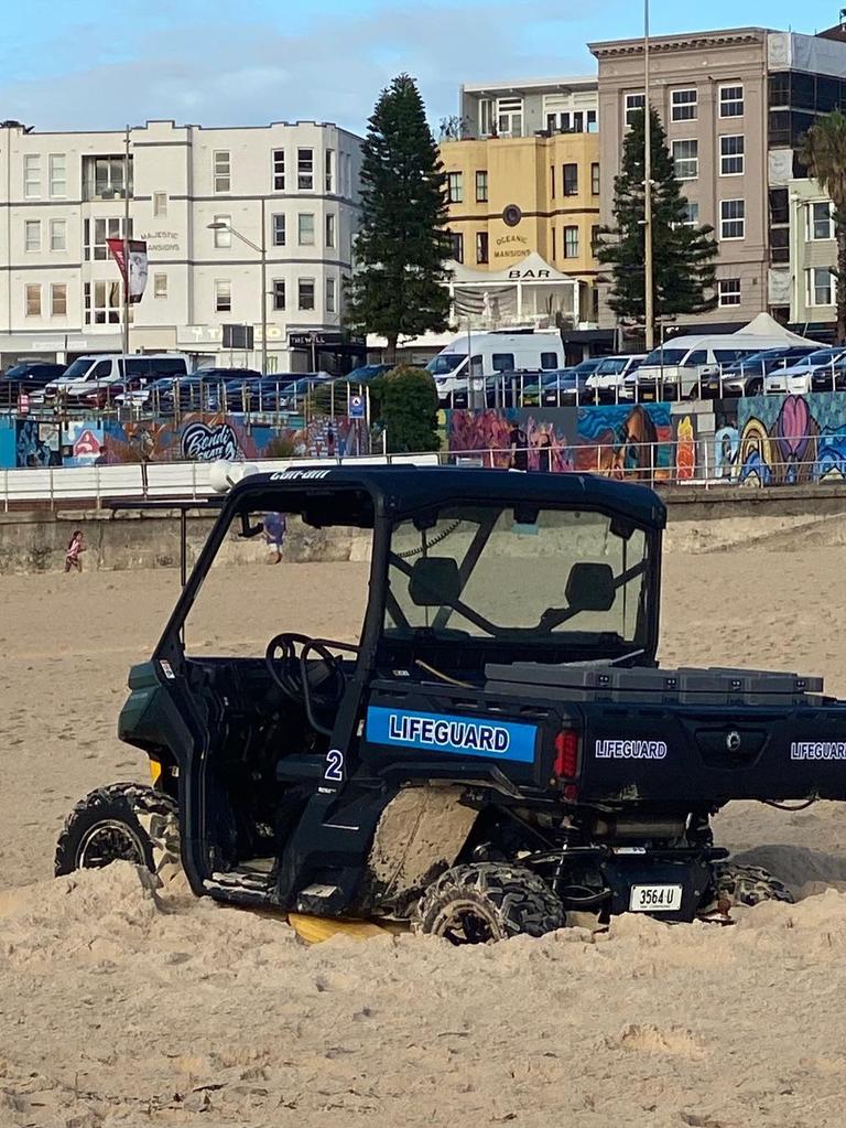 One of the buggies was left bogged in the sand while the other is still missing. Photo: Instagram