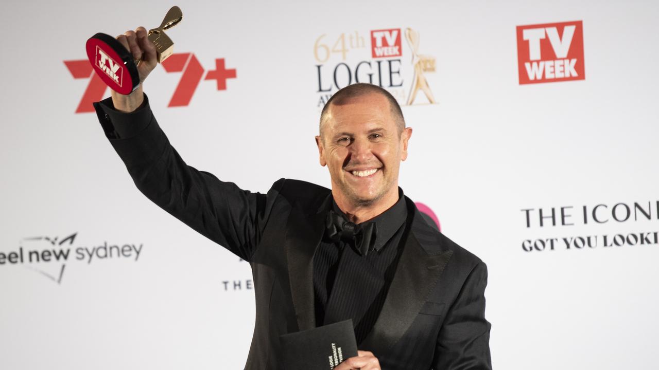 Larry Emdur poses for a photograph after winning the Gold Logie. Picture:NewsWire/ Monique Harmer