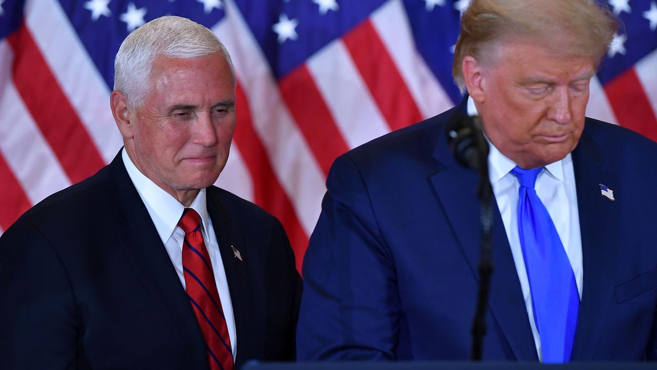 Mike Pence and Donald Trump “talked through” their differences after January’s deadly Capitol insurrection. Picture: Mandel Ngan/AFP