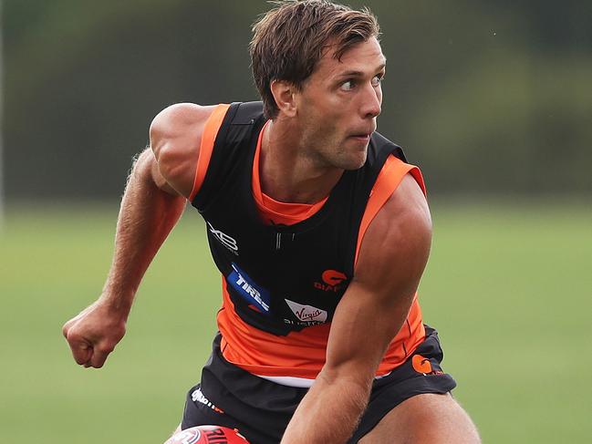 Matt de Boer during GWS Giants training at Homebush. Picture. Phil Hillyard