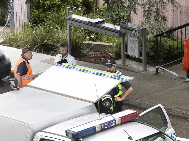 Tasmania Police on the scene of a man’s death at Livingston Street, South Hobart in November 2020. Picture Chris Kidd