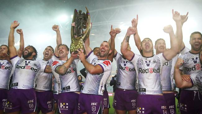 The Storm could be defending their NRL title on home turf. Picture: Cameron Spencer/Getty Images