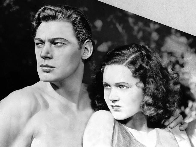 WIRE: Actors Johnny Weissmuller and Maureen O'Sullivan in undated Tarzan film.