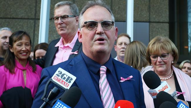 Hedley Thomas speaks to the media at NSW Supreme Court. Picture: Getty Images