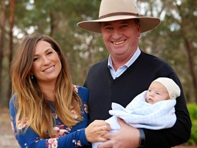 Vikki Campion and Barnaby Joyce with baby Sebastian. Credit: Channel 7