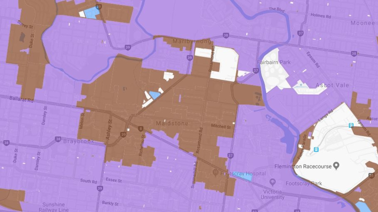 Purple areas show where the NBN is available. The brown areas are yet to connect.