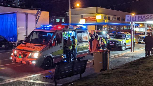 Queensland Ambulance Service at the scene of the crash. Picture: Keith Woods