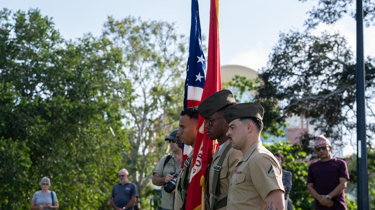 Darwin’s sweltering humidity and sea breeze can’t stop the Marines. Picture: Pema Tamang Pakhrin