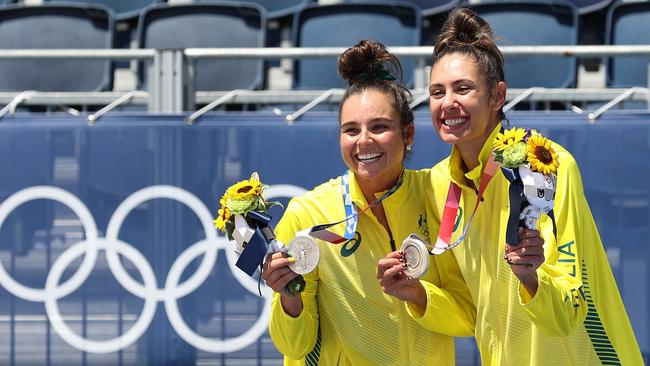 SILVER: Kingaroy’s volleyball star Taliqua Clancy (right) won silver at the 2020 Tokyo Olympics, after Australia lost in the gold medal match. (Photo by Elsa/Getty Images)