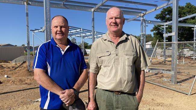 David Gleeson and Tim Beatty at the site of their new DubVegas car wash in Dubbo. Picture: Ryan Young