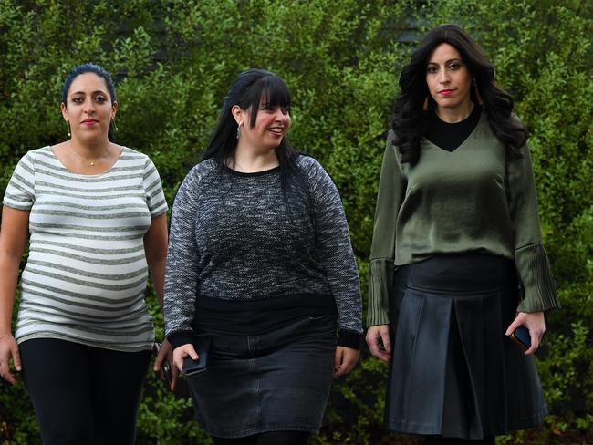 Sisters Elly Sapir, Dassi Erlich and Nicole Meyer accused Leifer of abuse while she was principal of Melbourne’s ultra-orthodox Adass Israel School in Elsternwick. Picture: AAP