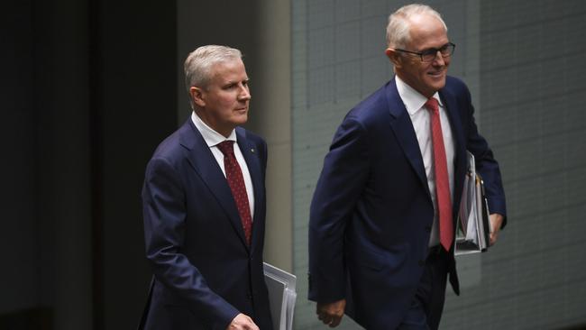 Australian Deputy Prime Minister Michael McCormack, left, and Australian Prime Minister Malcolm Turnbull. Picture: AAP.