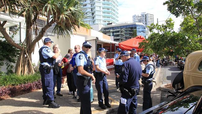  Police at Bellakai restaurant where a bikie fight erupted at Cooly Rocks On. 