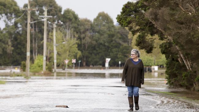 Mel Rooke inspects her home. Flooding at Latrobe. Picture: Grant Viney