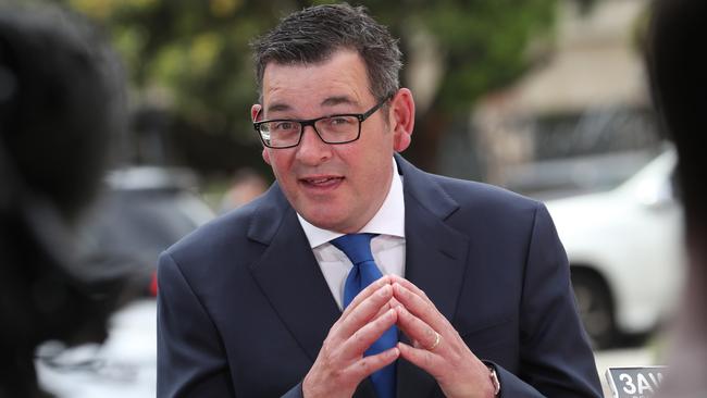 Premier Daniel Andrews said there had been less hospitalisations, despite steady case numbers. Picture: David Crosling / NCA NewsWire