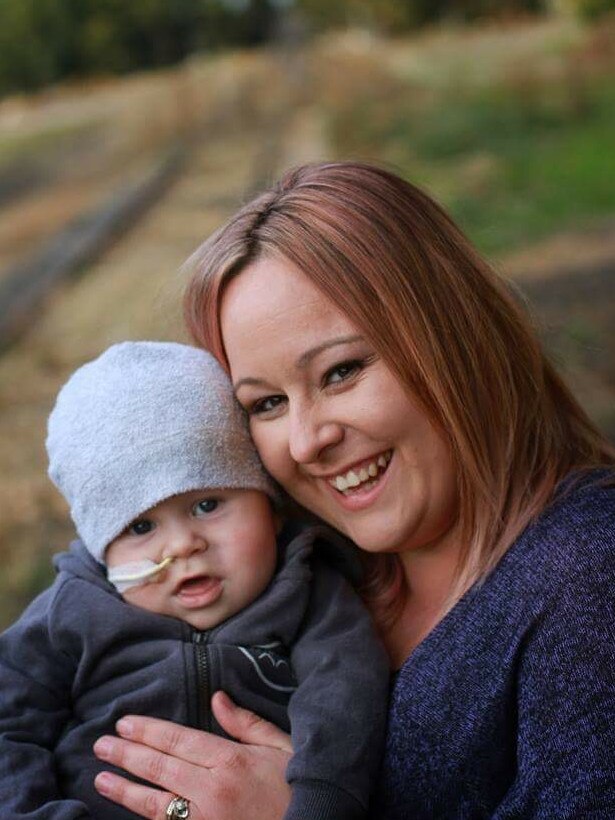 Jenna Primmer with Nate whose death from Pompe’s Disease could have been prevented.