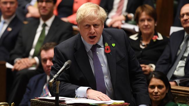 British Prime Minister Boris Johnson in the House of Commons on Wednesday. Picture: AFP