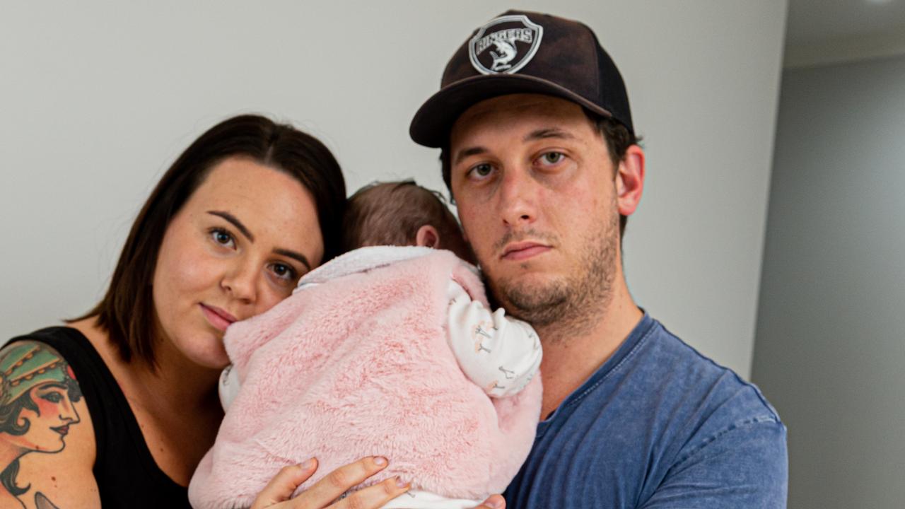 Lucky escape: Tenika Lawther and Matthew Gardner with daughter Oceana.