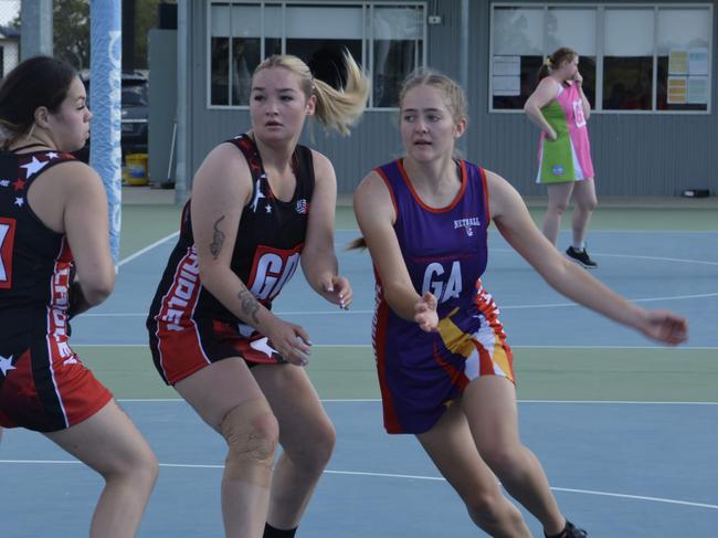 Stanthorpe netballer Olivia Turner competing in the opens divsion at Roma on Sunday.