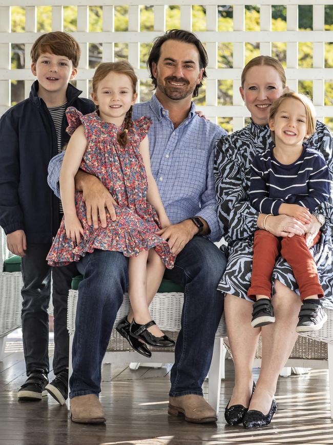 Murray Davis with his wife Jane and their children: Albert, 9, Josephine, 6 and Edward, 4. Picture: Mark Cranitch.