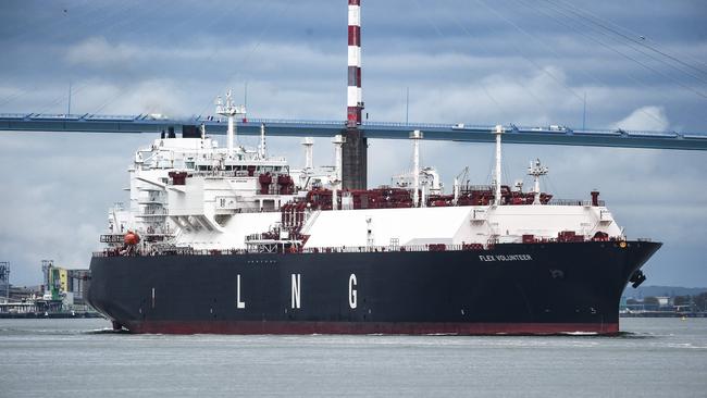 The LNG (liquefied natural gas) tanker Flex Volunteer. (Photo by Sebastien SALOM-GOMIS / AFP)