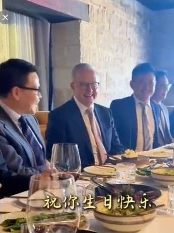 Anthony Albanese celebrated his birthday at an intimate lunch with a group of Beijing-backed property developers in March, just weeks before he called the election. Picture: WeChat