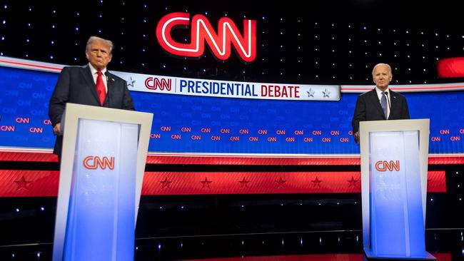 Donald Trump debates Joe Biden in the first and last clash between the two of the 2024 election. Picture: AFP