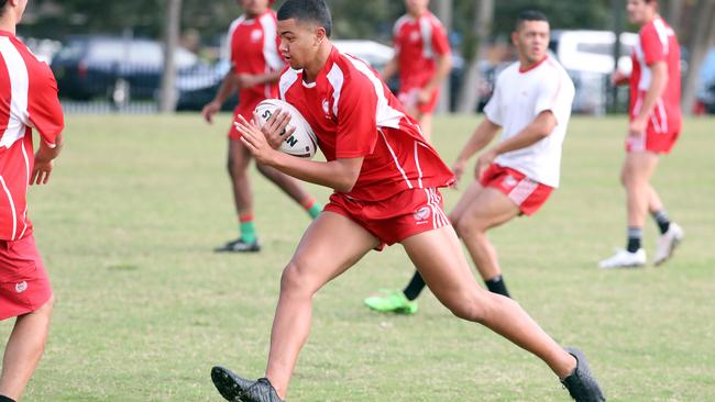 Palm Beach Currumbin are playing in the NRL Schoolboy Cup state final on Wednesday. Photo of Xavier Willison. Photo by Richard Gosling