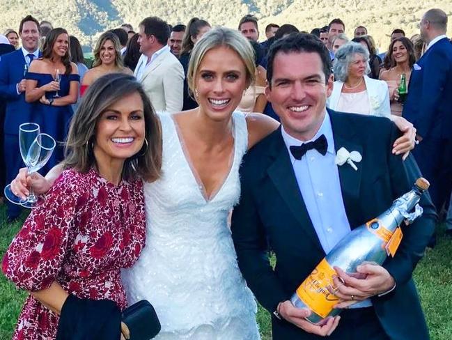 Sylvia Jeffreys and Pete Stefanovic on their wedding with Lisa Wilkinson. Picture: Lisa Wilkinson/Instagram