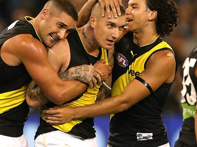 Thursday, March 23 Carlton vs. Richmond (MCG) (N) Dustin Martin kicks a goal in the fourth term Picture:Wayne Ludbey