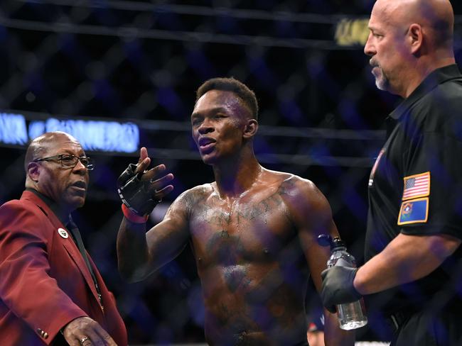 Israel Adesanya is not impressed with comments made by future opponent and middleweight champion Dricus du Plessis. Picture: Harry How/Getty Images/AFP