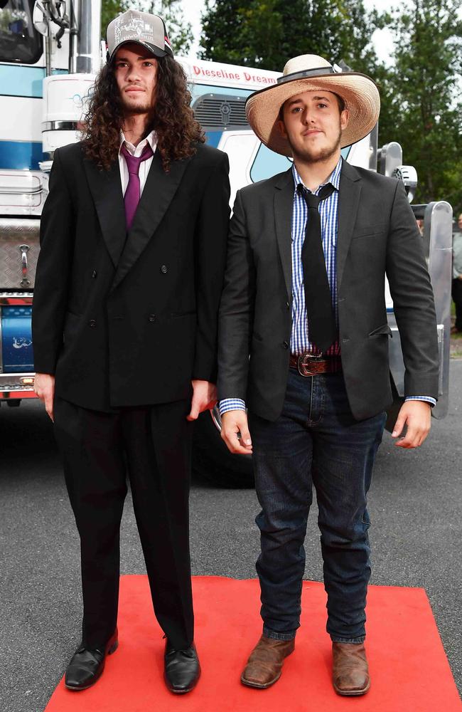 Dylan Hubscher-Anzini and Deegan Gehrke at Nambour State College School Formal. Picture: Patrick Woods.