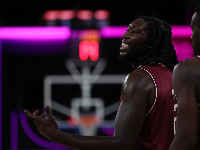 Montrezl Harrell reacts during the Kings clash. Picture: Getty