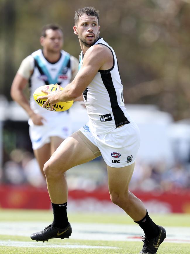 Travis Boak was back in the midfield against the Crows.