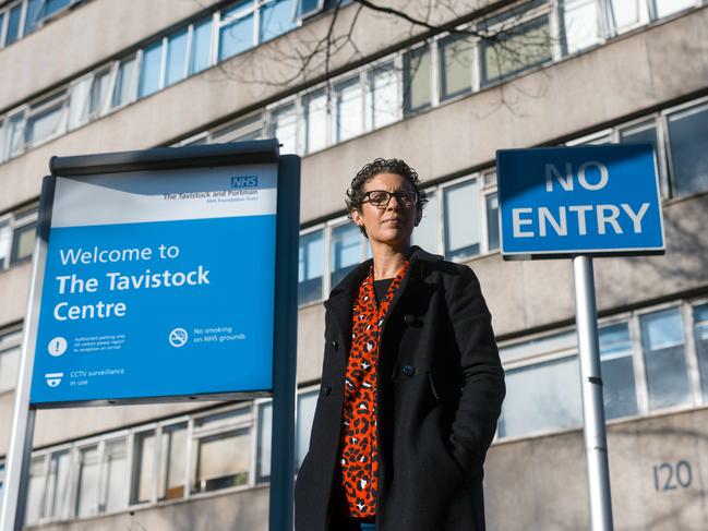 Hannah Barnes outside The Tavistock Clinic. 1st February 2023.