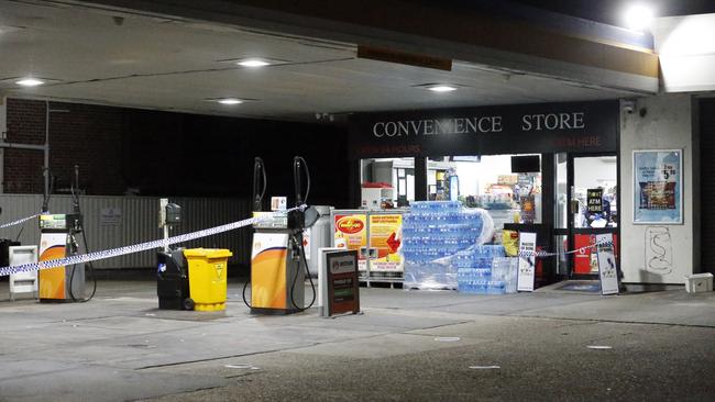 Service station armed robbery in Lidcombe. Picture: Steve Tyson