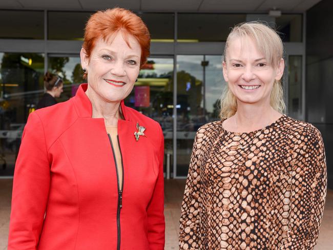 Pauline Hanson, pictured with One Nation’s candidate for Spence Linda Champion, will target moderate Liberals in key seats. Picture: NCA NewsWire / Brenton Edwards