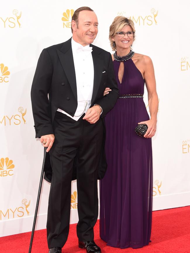 Kevin Spacey and TV personality Ashleigh Banfield attend the 66th Annual Primetime Emmy Awards.