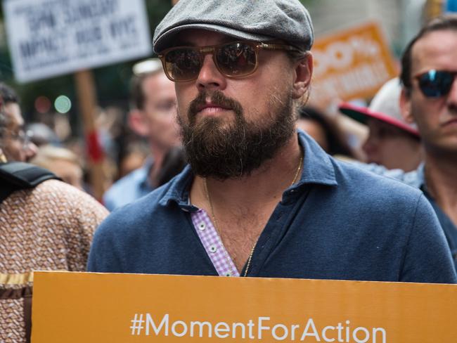 Hollywood backing ... Actor Leonardo DiCaprio participates in the New York march. Picture: Andrew Burton/Getty Images