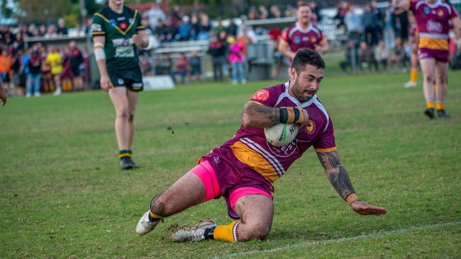 James Ralphs scoring a try after stepping several defenders. Picture: Thomas Lisson