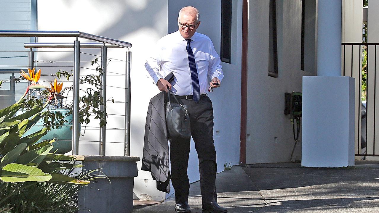 Mr Morrison is seen leaving his home in Sydney on Tuesday, following the shock revelations. Picture: Gaye Gerard / NCA NewsWire