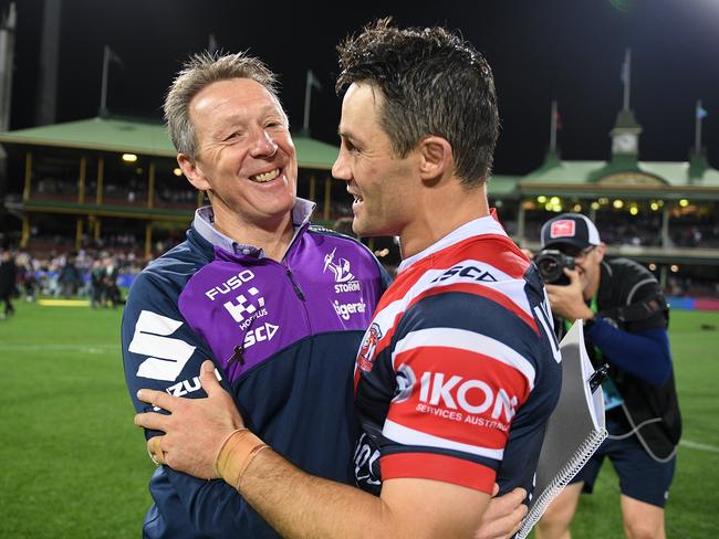 Craig Bellamy farewells Cooper Cronk in one of the moments of the season at the SCG.