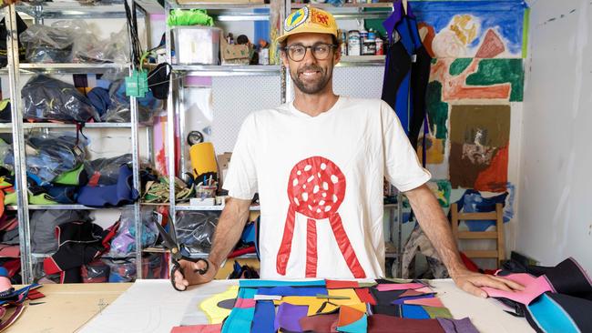 Henry Jock Walker is making a name for himself through his wetsuit ‘paintings’. Picture: Kelly Barnes