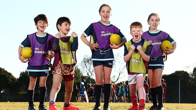 New AFL data obtained by the Herald Sun reveals participation in our great game is soaring at junior, youth and community levels — with girl power a key reason for Aussie rules kicking new goals in footy heartland. Picture: AFL