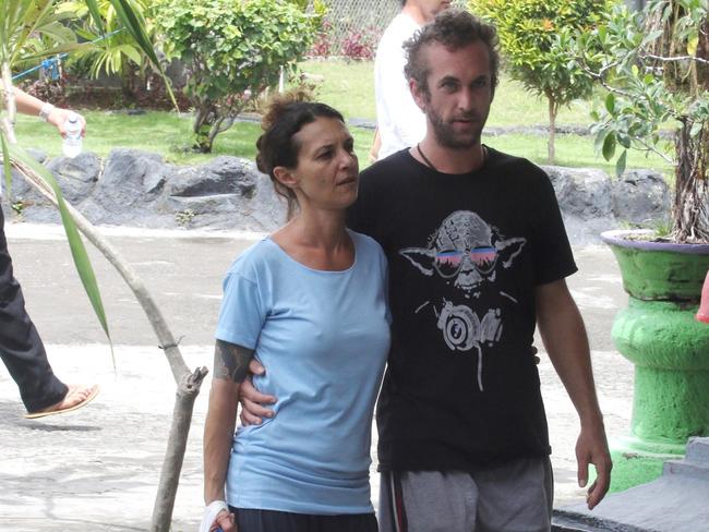 Sara Connor and her boyfriend David Taylor inside Kerobokan Jail today. Picture: Lukman S. Bintoro