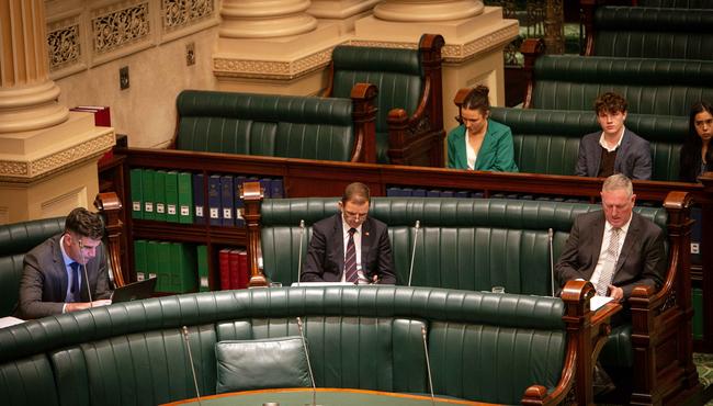 Nick McBride sits on the crossbench during Question Time in parliament on Thursday. Picture: NCA NewsWire